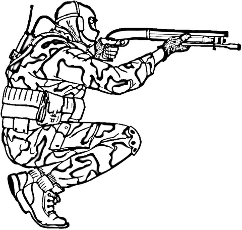 Soldier In Camouflage Coloring Page